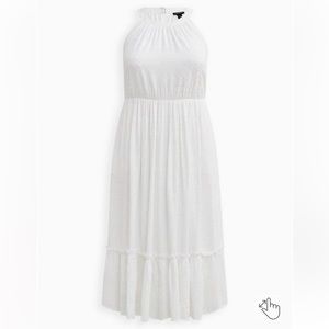 Halter Ruffle Tiered Midi Dress-WITH POCKETS